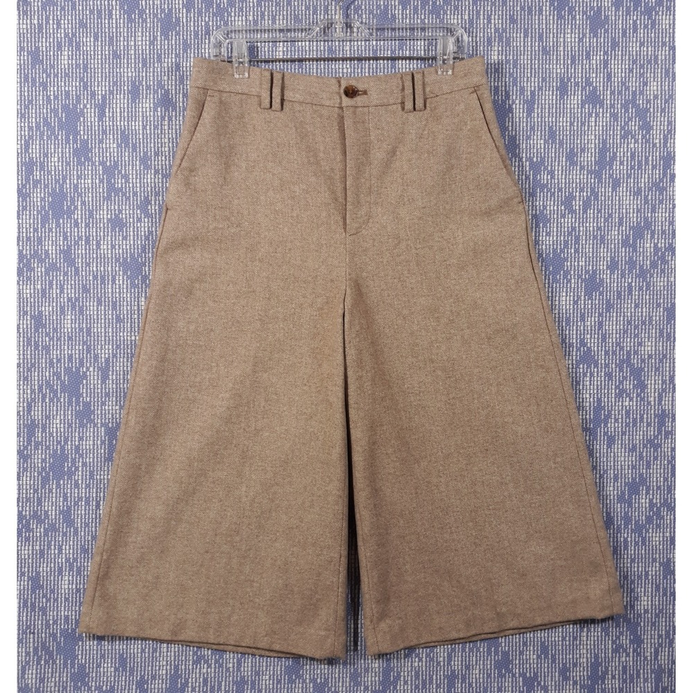 Banana Republic Wool Blend Pants Womens 10 Wide‎ Leg Brown Herringbone Lined
